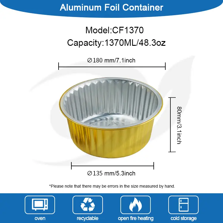 Einweg -Backblech -Essen goldene Aluminiumfolienbehälter