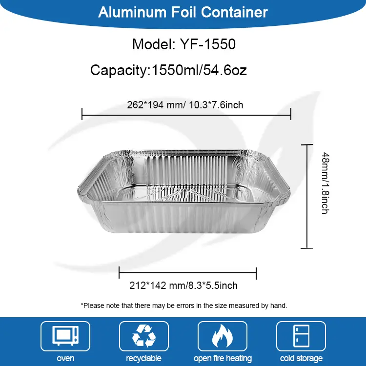Rechteckige Grillgrill-Silber-Aluminiumfolienbehälter