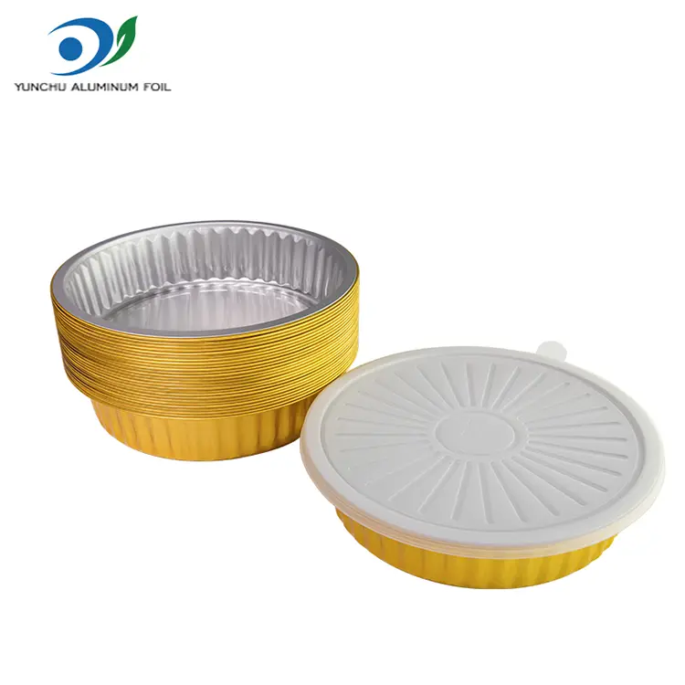 Einweg -Grillschalen goldene runde Aluminiumfolienbehälter Einweg -Grillschalen goldene runde Aluminiumfolienbehälter