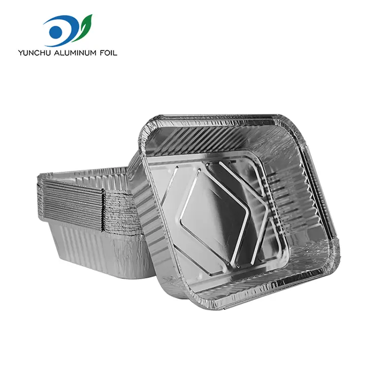 Rechteckige Grillgrill-Silber-Aluminiumfolienbehälter