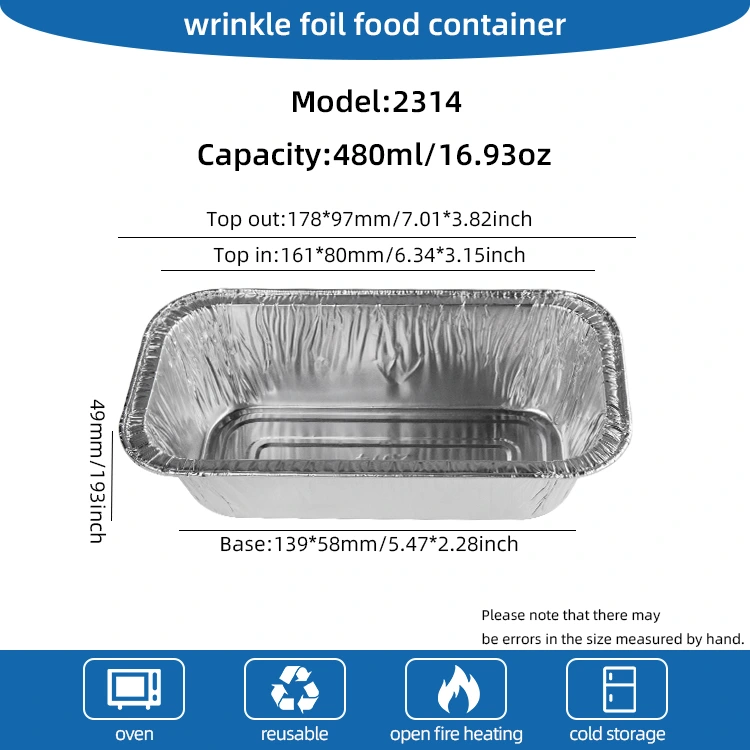 Rechteckige Luftbraten Back Silber Aluminiumfolienbehälter