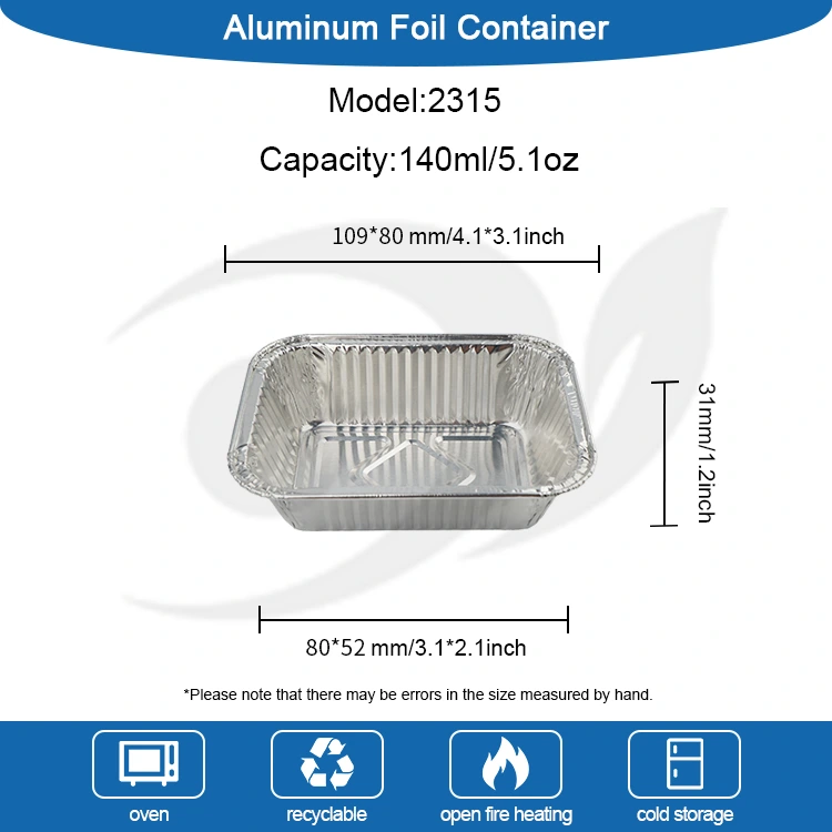 Luftfritteuse -Silber -Aluminiumfolienbehälter