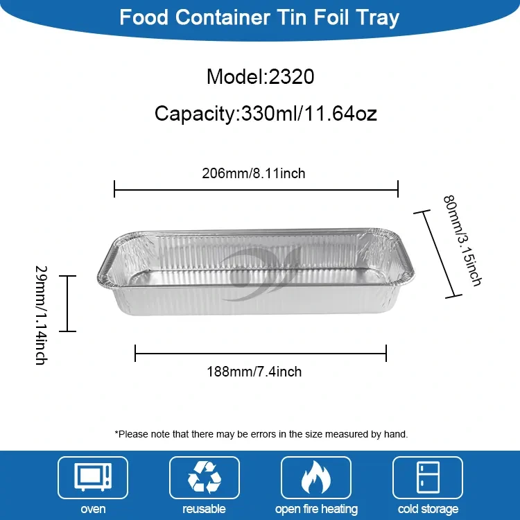 Rechteckige Brotbrot Silber Aluminium Folienbehälter