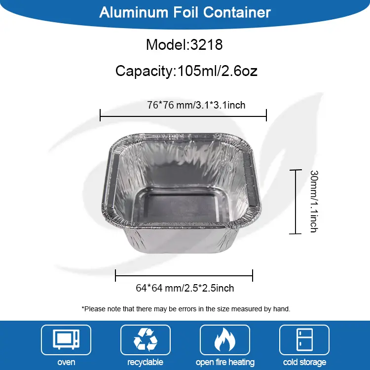 Quadratluft Frittierback Silber Aluminiumfolienbehälter