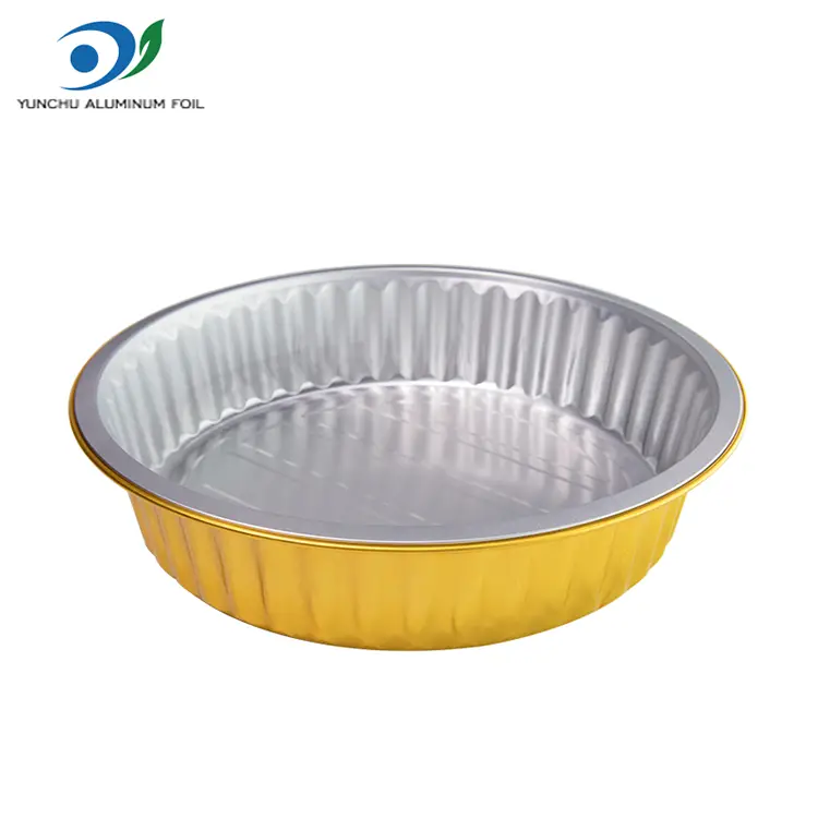 Einweg -Grillschalen goldene runde Aluminiumfolienbehälter