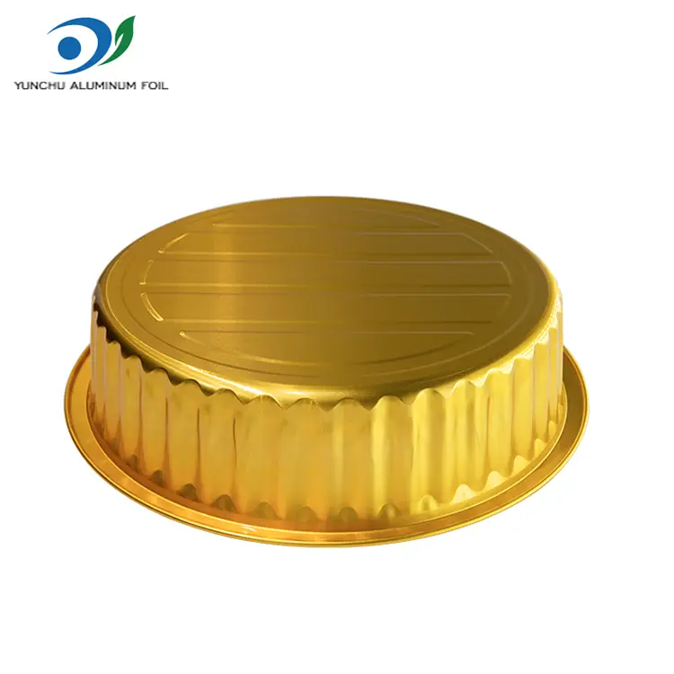 Einweg -Grillschalen goldene runde Aluminiumfolienbehälter