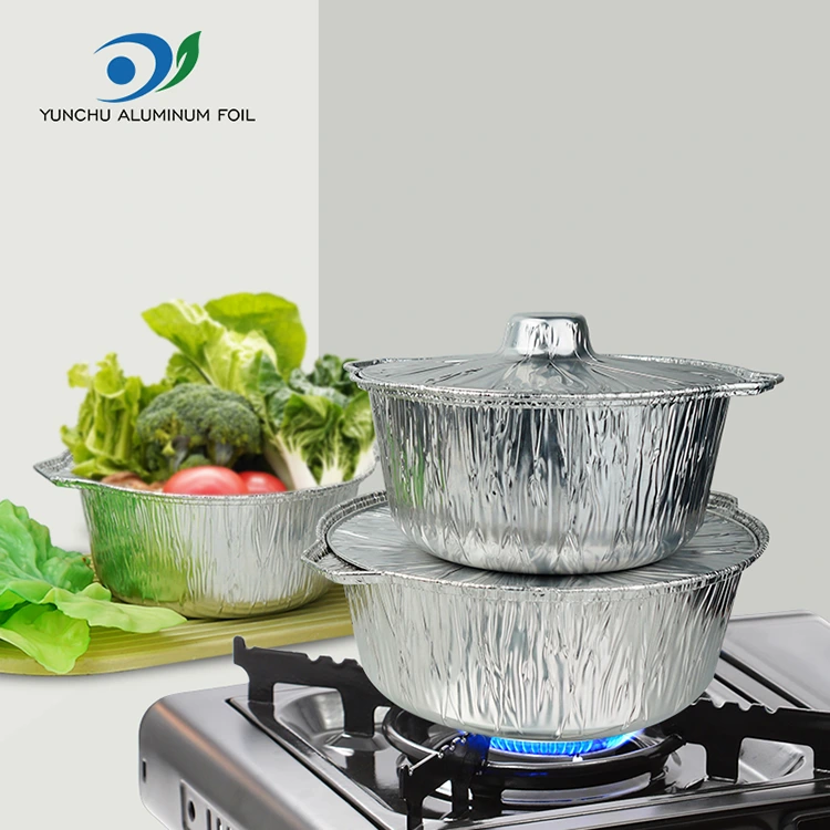 Einweg -Heißtöpfe und Pfannen Silber Aluminiumfolienbehälter