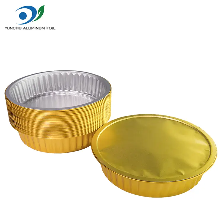 Einweg -Grillschalen goldene runde Aluminiumfolienbehälter