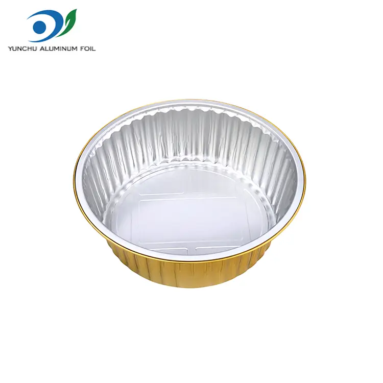 Einweg -Grillschalen goldene runde Aluminiumfolienbehälter
