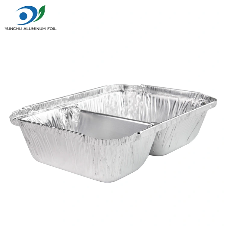 Einwegkompartiment Fast Food Silber Aluminium Folienbehälter