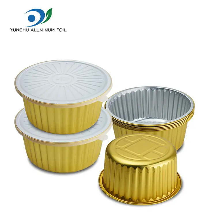Einweg -Food -Getränke zum Mitnehmen goldene Aluminiumfolienbehälter