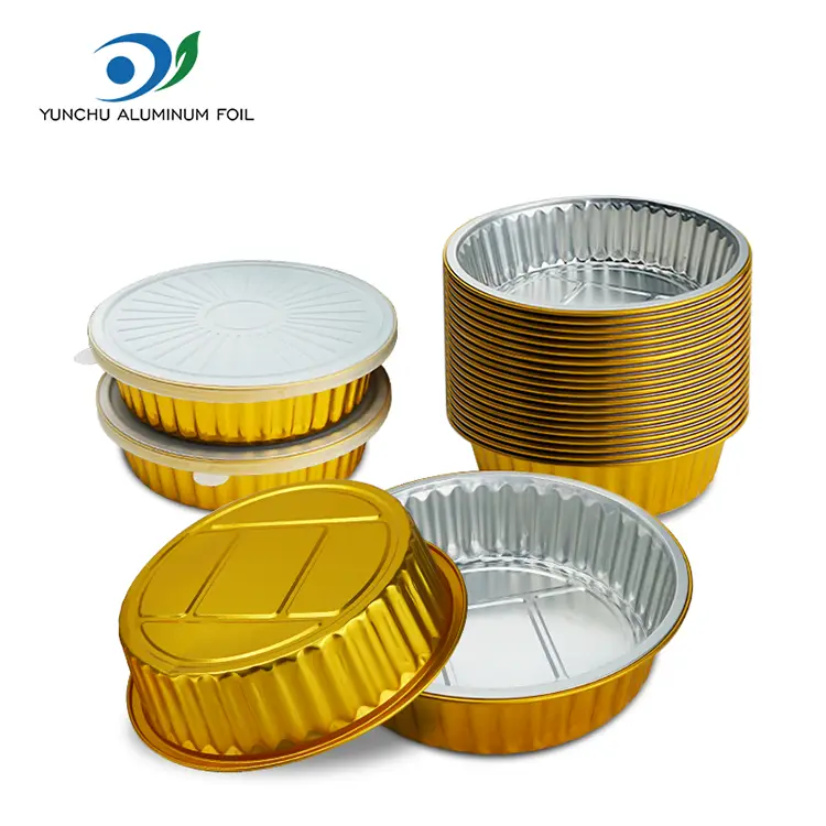 Einweg -Gratin Golden Round Aluminium Folienbehälter