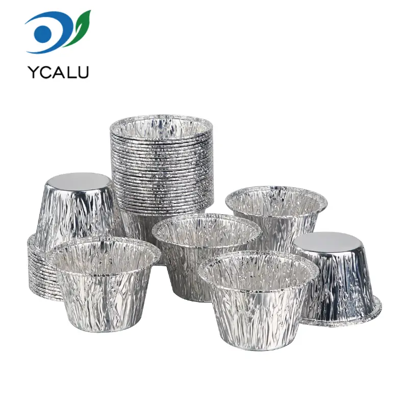Einweg-Mini-Kuchenbecher aus silberner Aluminiumfolie