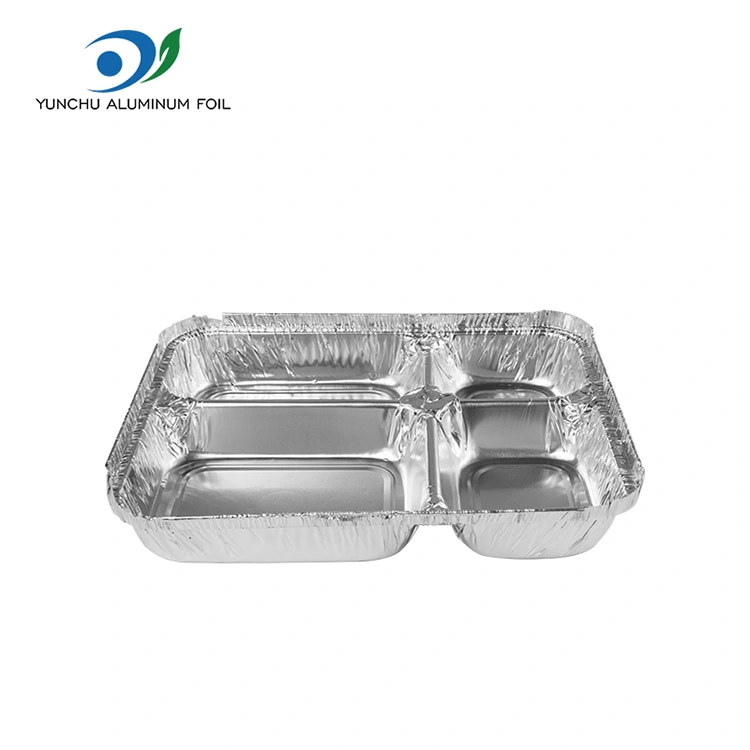 Einweg-Mehrkompartiment Fast Food Silber Aluminiumfolienbehälter