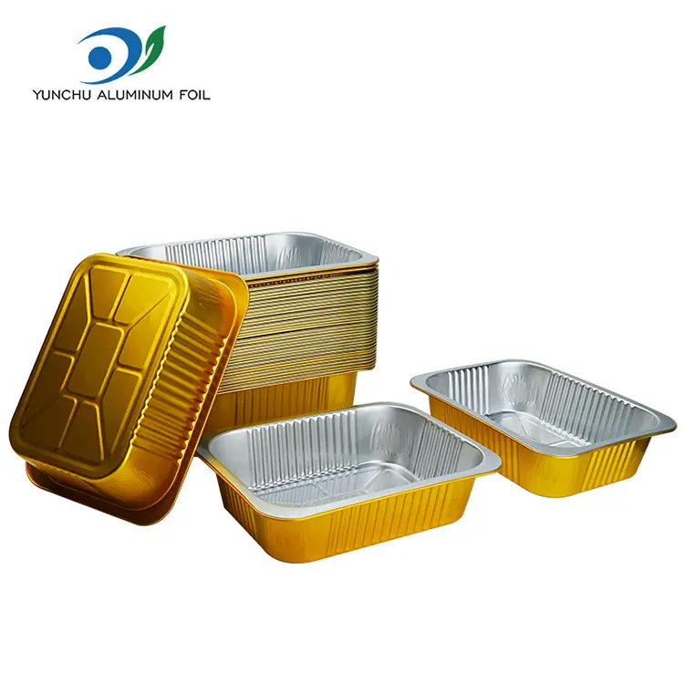 Einweg -Rechteck -Catering zum Mitnehmen von Silber Aluminiumfolienbehälter