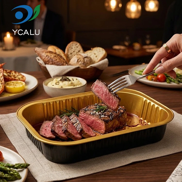 Rechteckige Einweg-Aluminiumfolienbehälter für die Gastronomie zum Mitnehmen