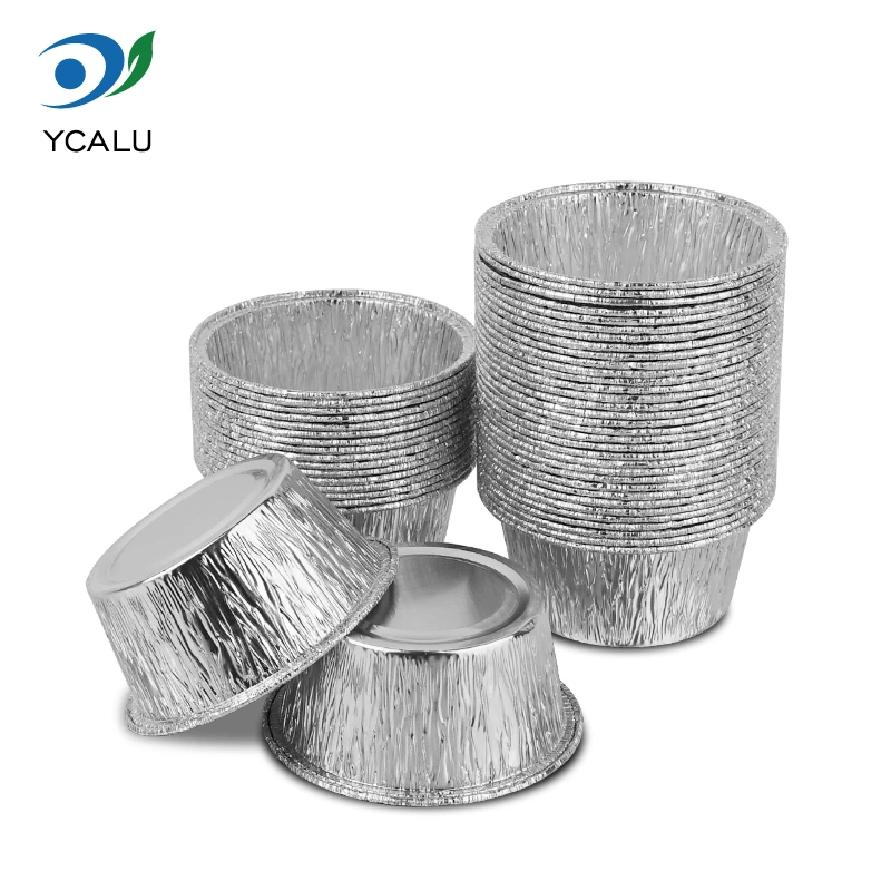 Rundes Einweg-Kuchenblech mit silbernen Aluminiumfolienbehältern