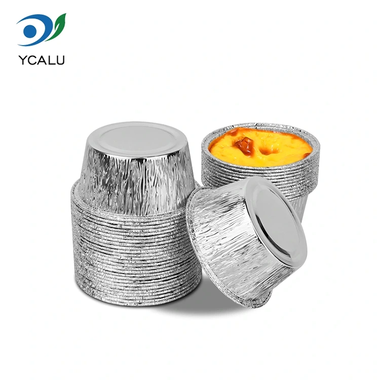 Rundes Einweg-Kuchenblech mit silbernen Aluminiumfolienbehältern