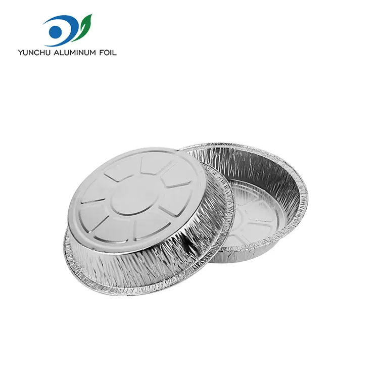 Einwegbehälter aus runder silberner Aluminiumfolie für Lebensmittel zum Mitnehmen