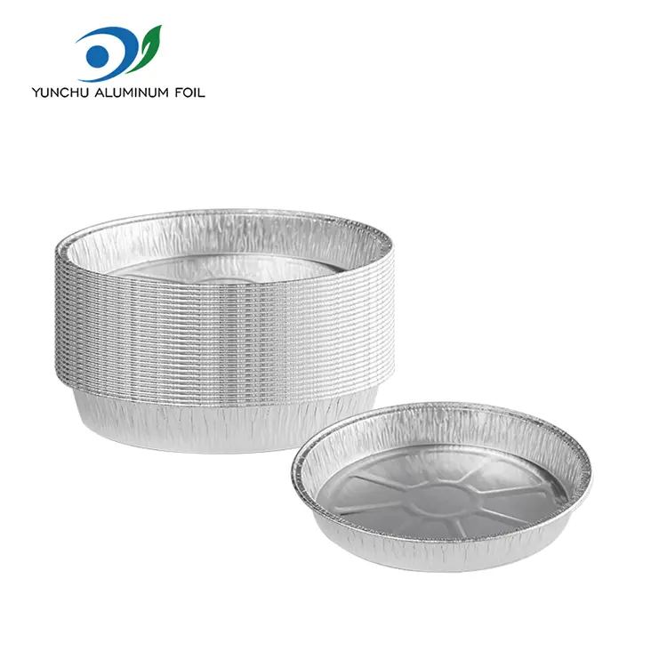Einwegbehälter aus runder silberner Aluminiumfolie für Lebensmittel zum Mitnehmen