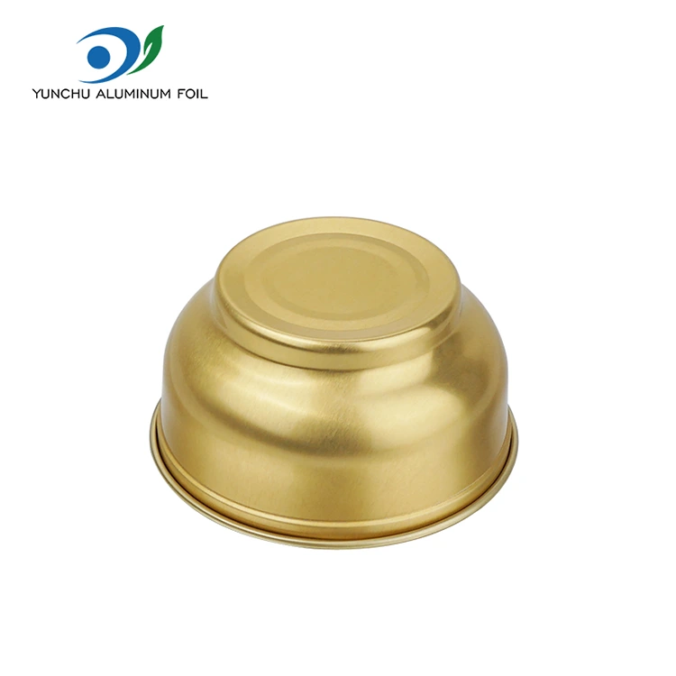 Runde, kleine, goldene Einwegbehälter aus Aluminiumfolie