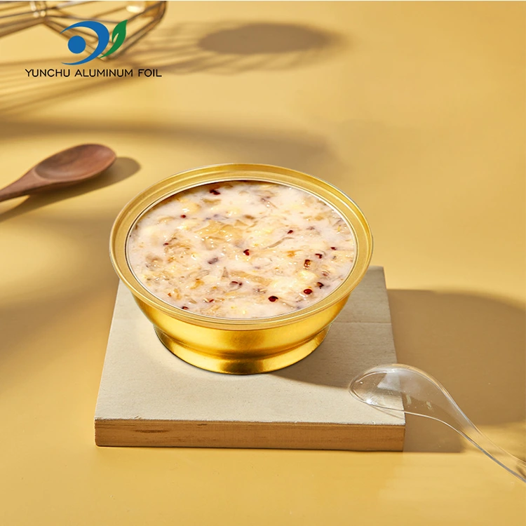 Runde Einwegbox zum Mitnehmen, kleine goldene Schüssel, Aluminiumfolienbehälter
