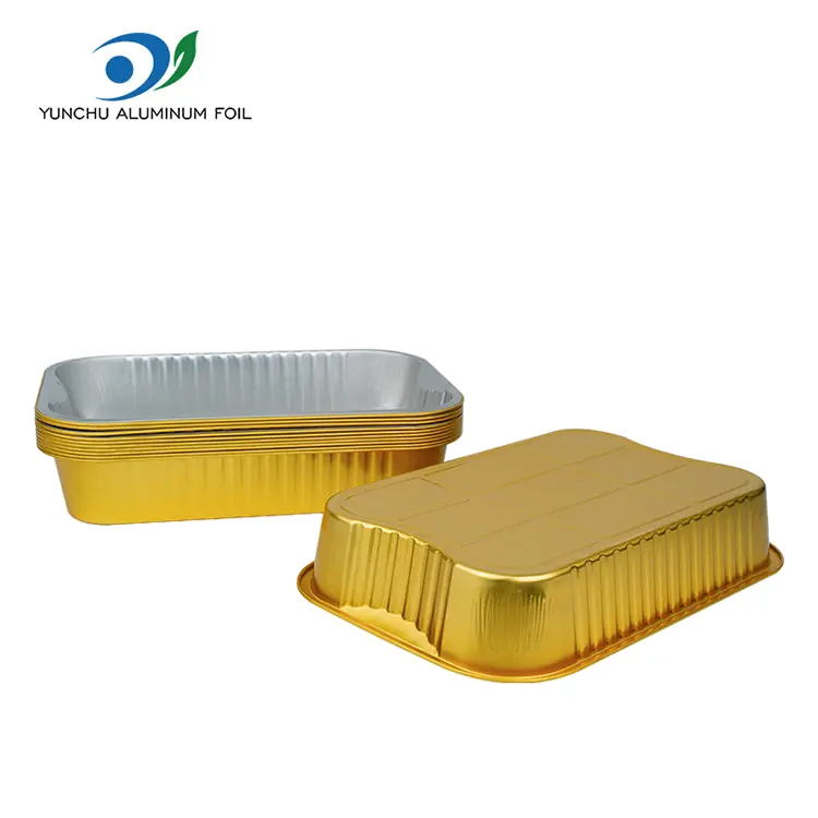 Einweg -Takeaway -Backschalen goldene Aluminiumfolienbehälter