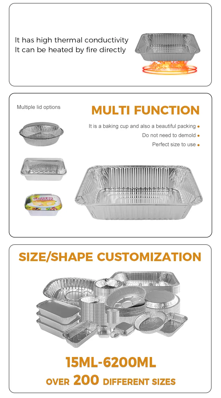 Rectangular take-out baking sheet Silver Aluminum Foil Containers