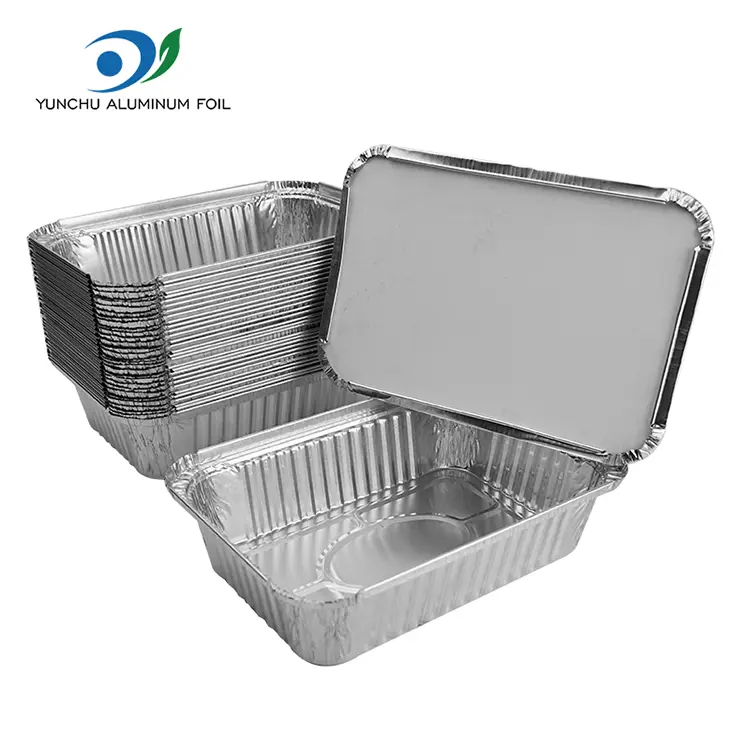 Rechteckige Luftbraten -Silber -Aluminiumfolienbehälter