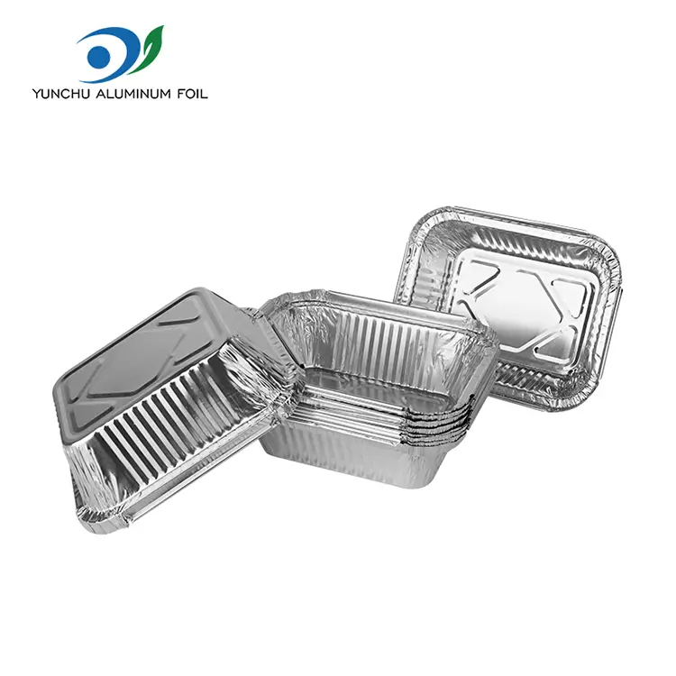 Rechteckige Grill -Silber -Aluminiumfolienbehälter