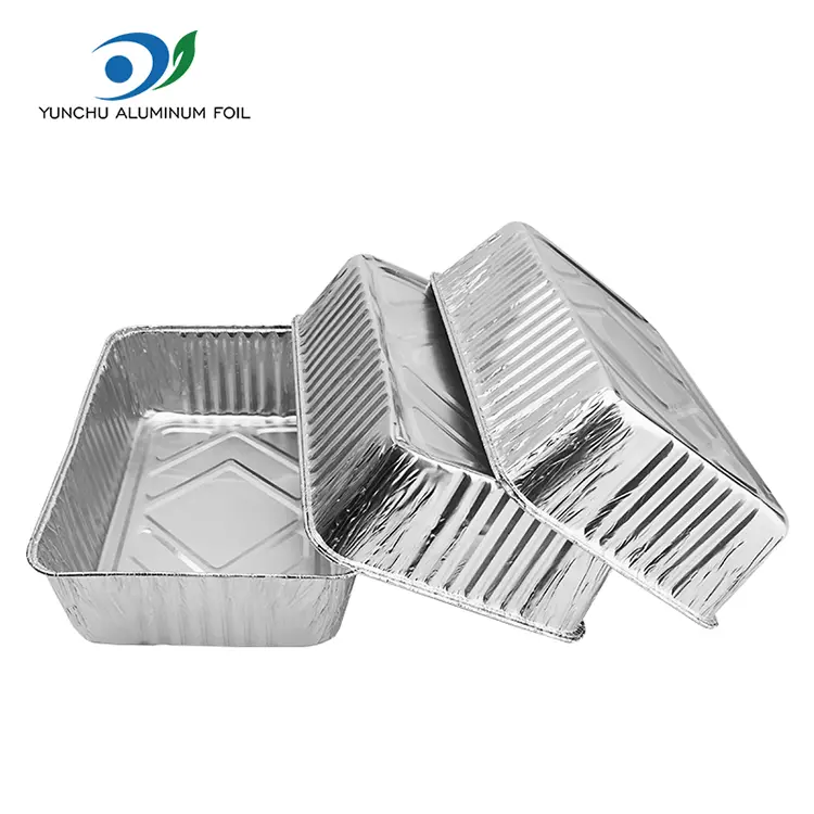 Rechteckige Brot zum Mitnehmen von Silber -Aluminiumfolienbehältern