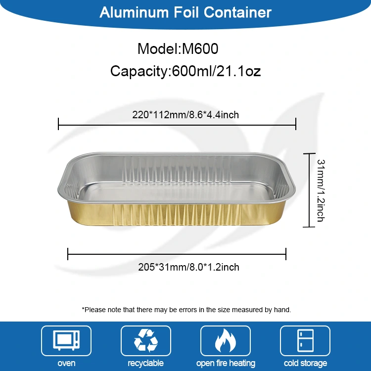 Rechteckige goldene Back-Smoothwall-Aluminiumfolienbehälter