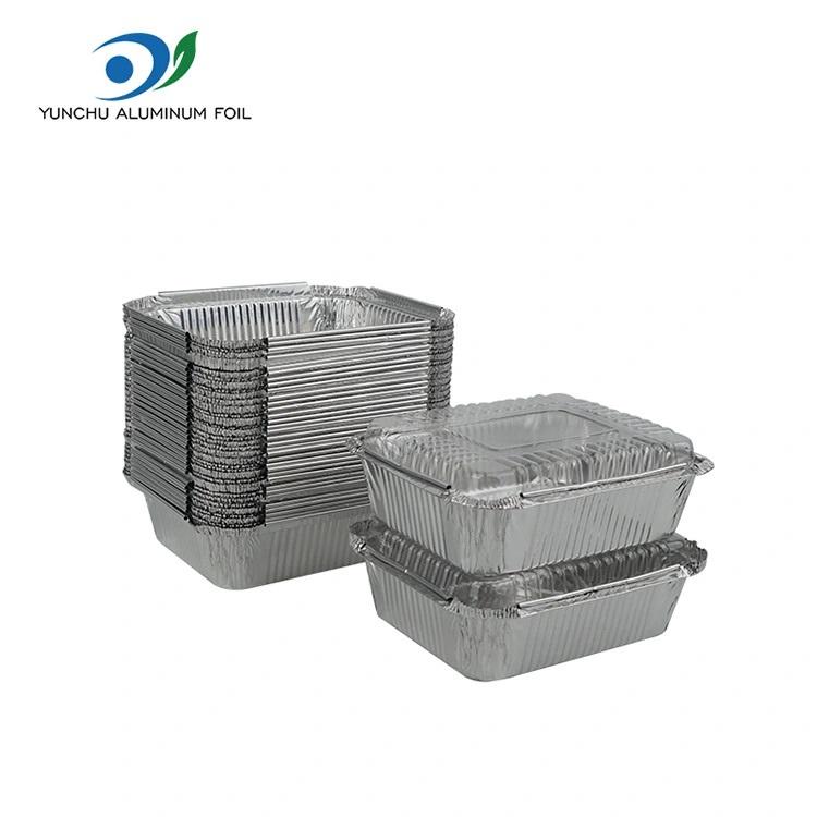 Rechteckige Gratin ist verpackte Silber -Aluminiumfolienbehälter verpackt