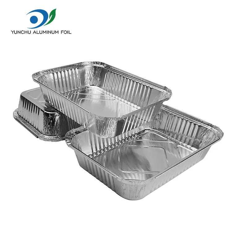 Rechteckige Grillgrill-Silber-Aluminiumfolienbehälter