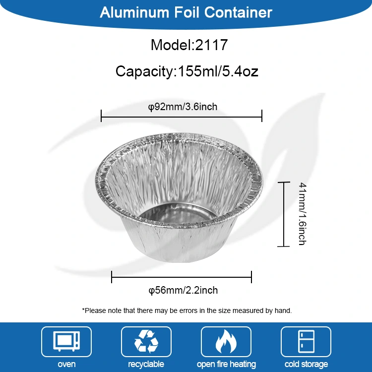 Runder Backkuchen Silber Aluminium Folie Lebensmittelbehälter