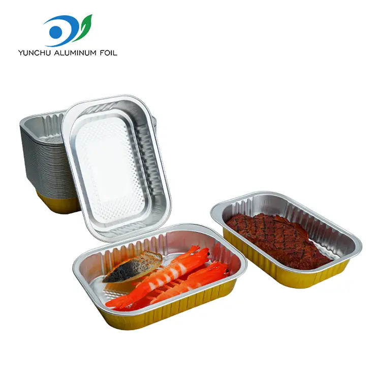 Square Takeaway Dining Golden Aluminium Folienbehälter