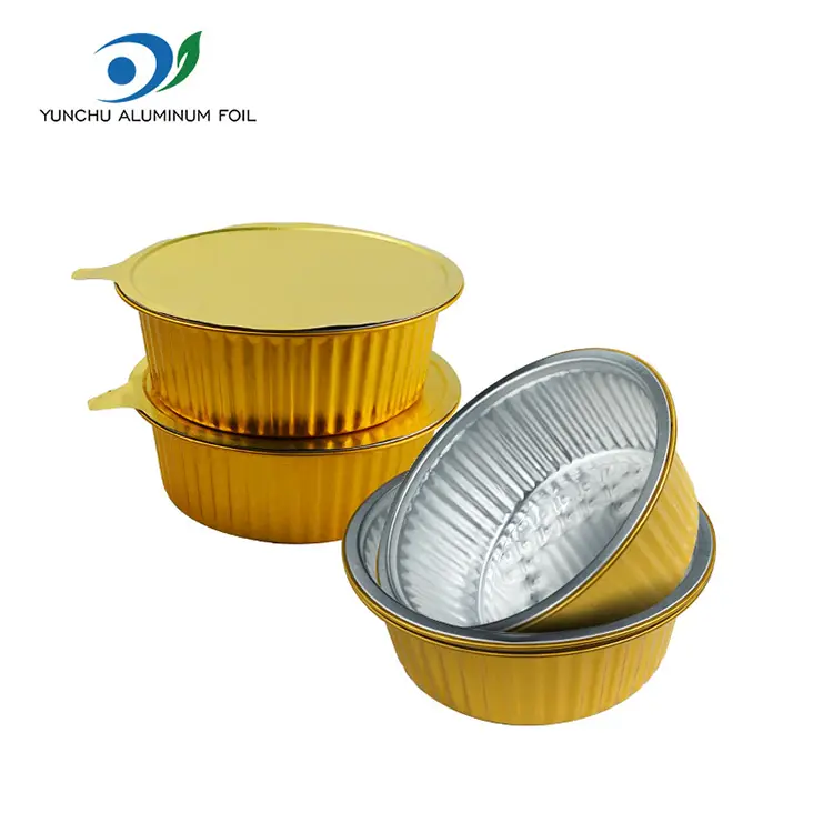 Takeaway Small Hot Pot Golden Rund Aluminium Folienbehälter